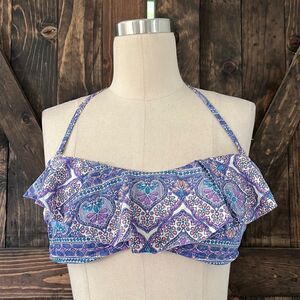 O’Neill flounce bikini halter Strapless top Sz-Med